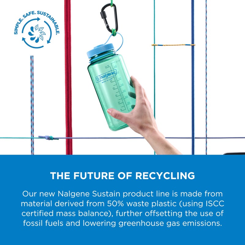 Nalgene Water Bottle - Lightweight Sustain Tritan BPA-Free Shatterproof Bottle for Backpacking  Hiking  Gym  16 OZ  Wide Mouth  Cornflower Blue - Image 3