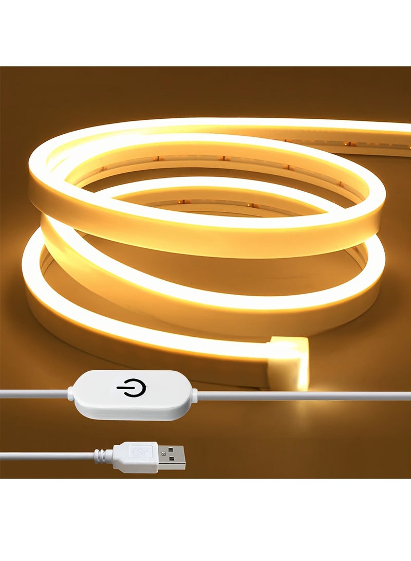HOMESTAR 3M - Touch Control LED Neon Lights Strip, 5V 3000K USB Powered Dimmable Rope Lights, Waterproof Flexible Strip Light for Indoor Outdoor DIY Decor (Warm White) - Image 1