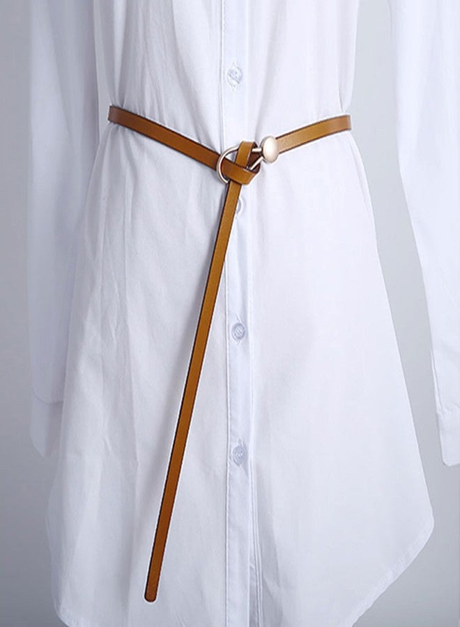 ايسي حزام نسائي من الجلد، حزام أنيق رفيع، حزام خصر جلدي بربطة، حزام مزخرف معقود - Image 4