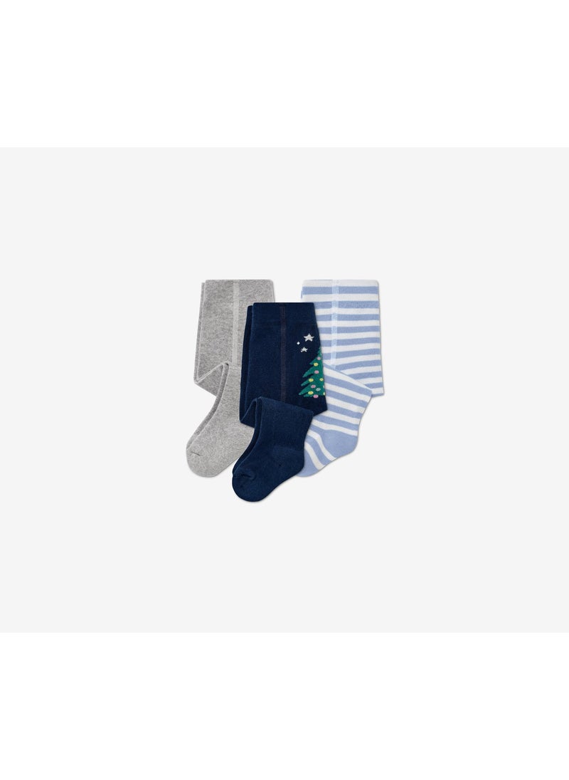 Tchibo Toddlers Girl 3 Pcs Tights, Navy  - Image 2