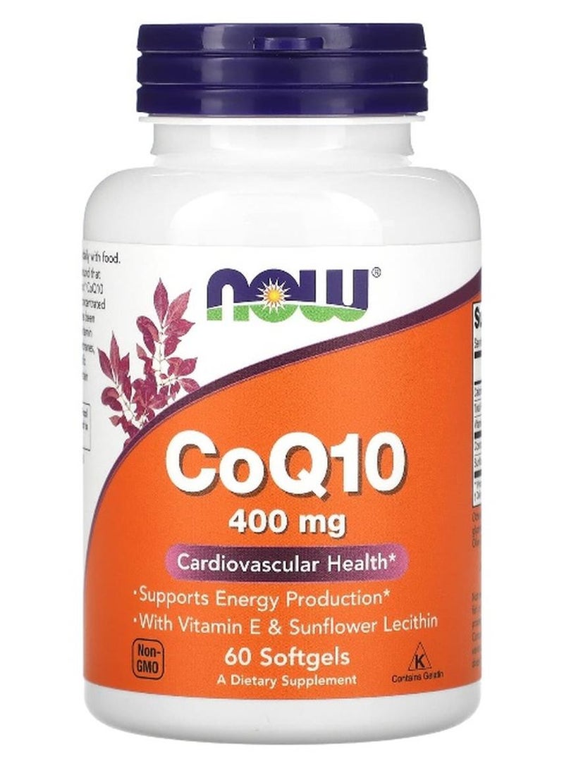 Now Foods CoQ10, 400 mg, 60 Softgels Packaging May Vary - Image 1