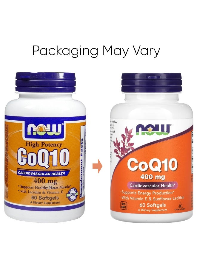 Now Foods CoQ10, 400 mg, 60 Softgels Packaging May Vary - Image 2