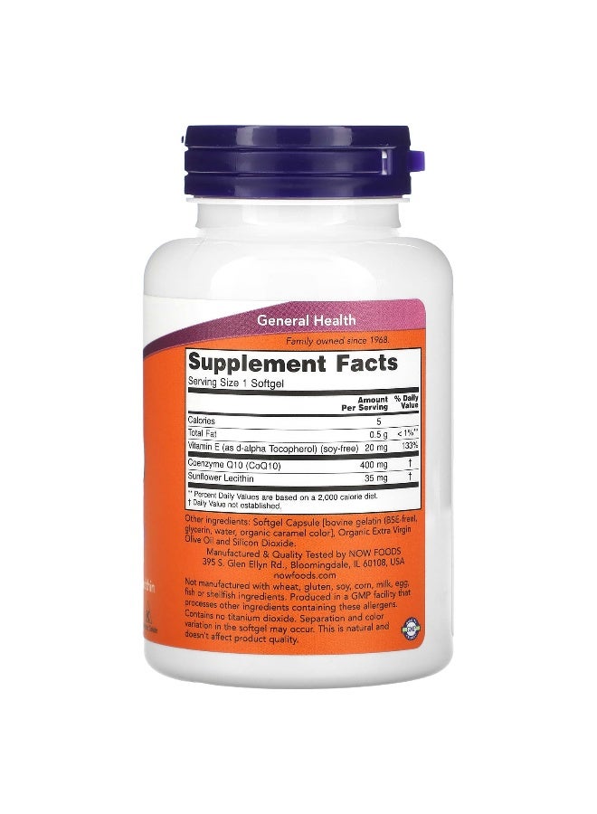Now Foods CoQ10, 400 mg, 60 Softgels Packaging May Vary - Image 3