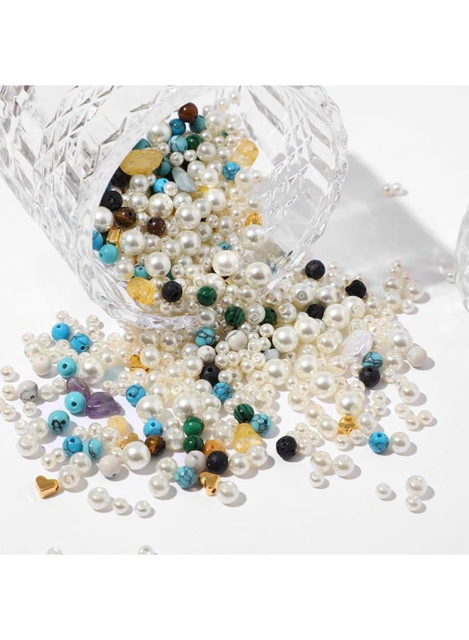 RACIOCK 2100Pcs Jewelry Making Kits for Adults Women with Pearl Beads Crystal Beads Shell & Turquoise, 20 Colors beads with Gold Beads Beading Kit for Bracelets, Necklace, Ring DIY Crafts Jewelry Making Kit - Image 5