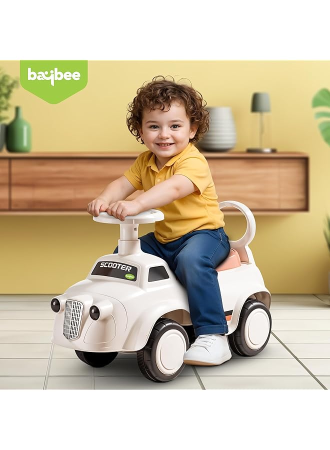 BAYBEE Wiggle Baby Ride On Car For Kids Ride On Car With Lights Music & Storage Space | Kids Push Car For Baby | Push Ride On Car For Toddlers 1 To 3 Years (White) - Image 3