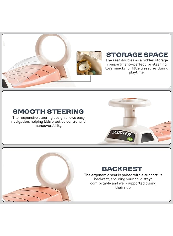 BAYBEE Wiggle Baby Ride On Car For Kids Ride On Car With Lights Music & Storage Space | Kids Push Car For Baby | Push Ride On Car For Toddlers 1 To 3 Years (White) - Image 5