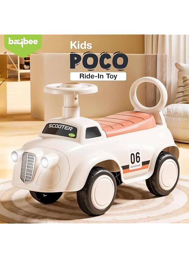 BAYBEE Wiggle Baby Ride On Car For Kids Ride On Car With Lights Music & Storage Space | Kids Push Car For Baby | Push Ride On Car For Toddlers 1 To 3 Years (White) - Image 2