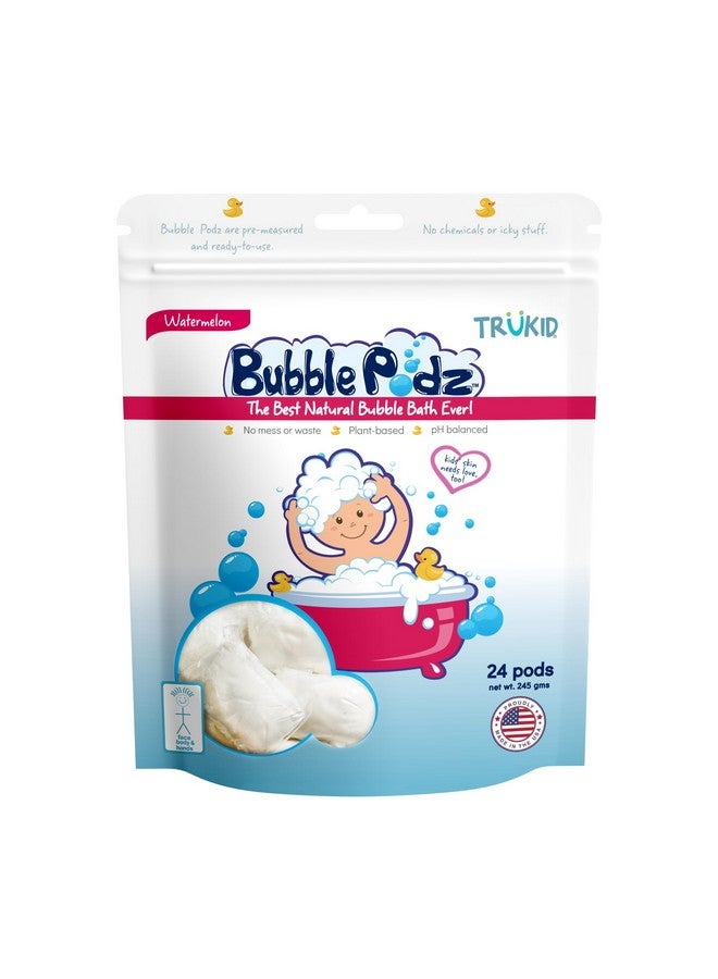 TruKid Bubble Podz Bubble Bath For Baby & Kids Gentle Refreshing Bath Bomb For Sensitive Skin Ph Balance 7 For Eye Sensitivity Natural Moisturizers And Ingredients Watermelon (24 Podz) - Image 1