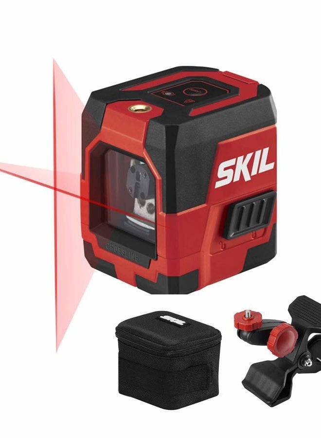 SKIL 50ft. Red Self-Leveling Cross Line Laser Level with Horizontal and Vertical Lines, Rechargeable Lithium Battery with USB Charging Port, Clamp & Carry Bag Included - LL932301 - Image 1