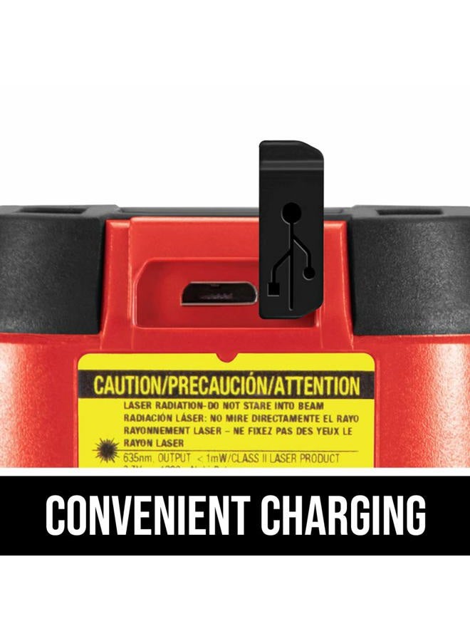 SKIL 50ft. Red Self-Leveling Cross Line Laser Level with Horizontal and Vertical Lines, Rechargeable Lithium Battery with USB Charging Port, Clamp & Carry Bag Included - LL932301 - Image 5