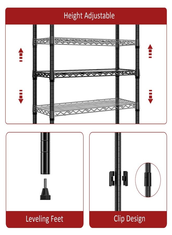 IZEUK 3 Tier Storage Shelves Wire Rack Closet Organizers 750 lbs Black 11.8" D x 25.6" W x 31.5" H - Image 3