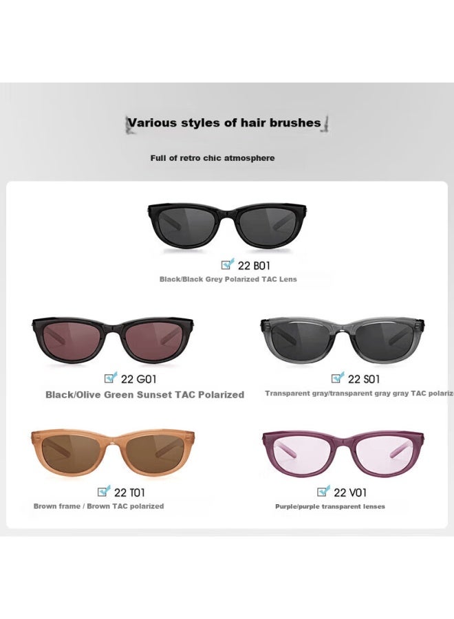 Caxman Gm Cat Eye Sungl For Men And Women, Suitable For Square And Round Faces, Narrow Frame Sungl, Uv Protection, Polarized Lenses, Face-slimming Effect, High-end Eyewear - Image 1