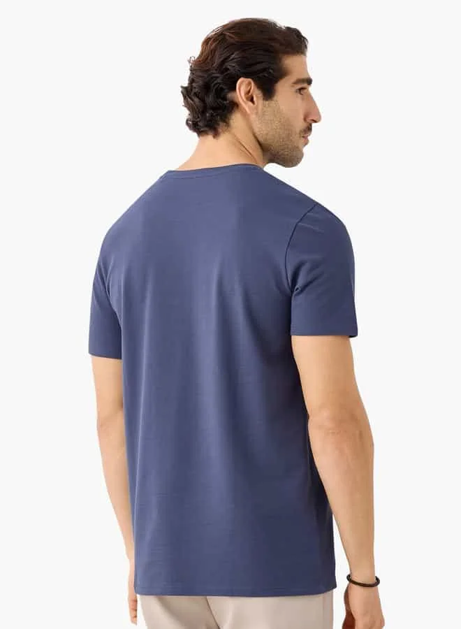 Iconic Iconic Printed T-shirt with Round Neck and Short Sleeves