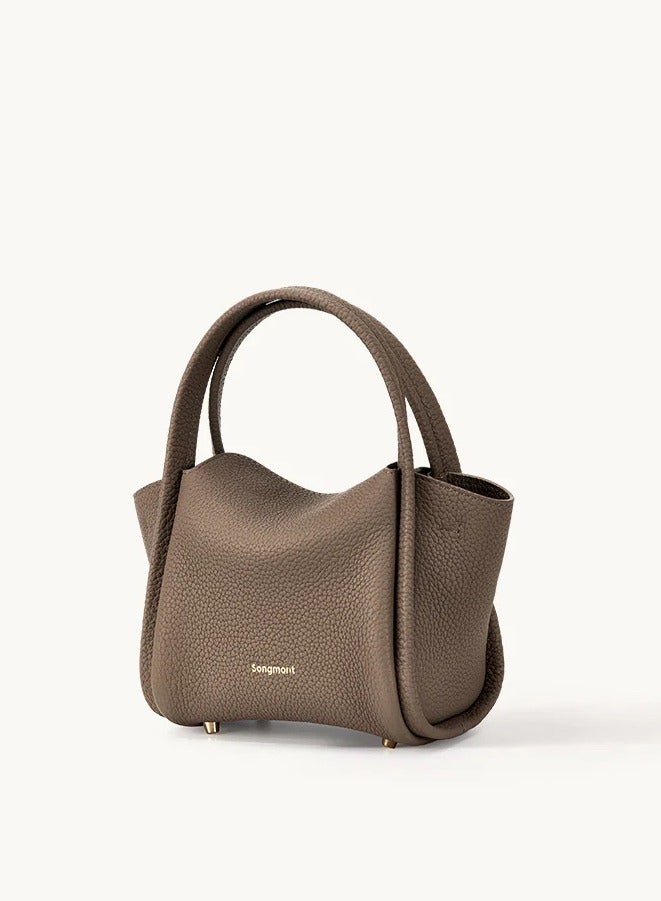 Songmont Yuanbao bag mini vegetable basket designer hand-held crossbody mini small mobile phone bag-Clay brown  - Image 1
