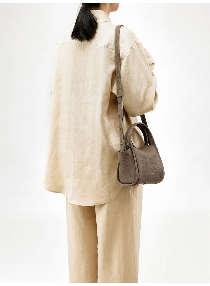 Songmont Yuanbao bag mini vegetable basket designer hand-held crossbody mini small mobile phone bag-Clay brown  - Image 3