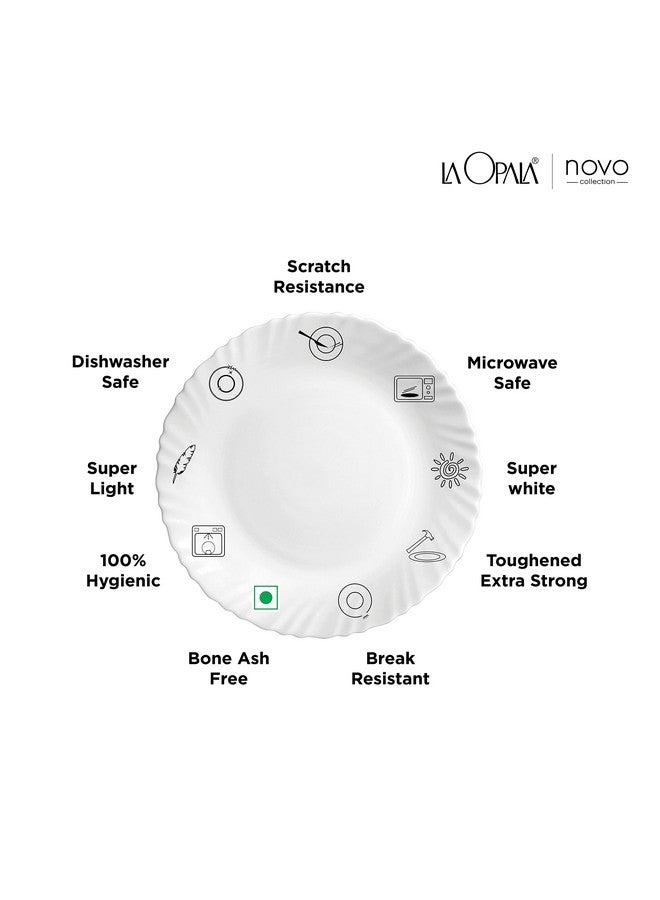 La Opala Novo Collection Opal Glass Crockery | Quarter Plate Set of 6 | Vivid Greens Design | Plates for Snacking & Gifting | Microwave Safe | 100% Vegetarian | Extra Strong | Super Light & White - Image 3