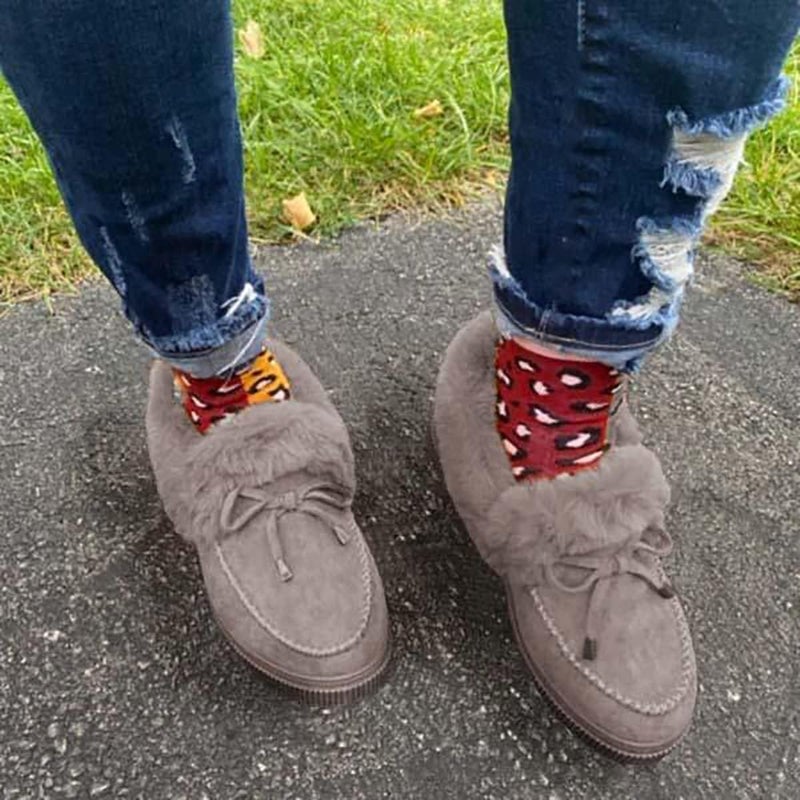 woobles Chartheck Women's Round Toe Fleece Thick Warm Cotton Shoes, Orthopedic Shoes for Women with Arch Support 9 Gray - Image 2