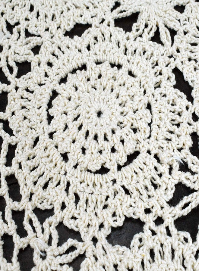 USTIDE 100% Cotton Lace Crochet Table Runners Bedside Nightstands Table Cover 2pcs Beige,15.7"x23.6" Ecru Dresser Scarf Doilies - Image 3