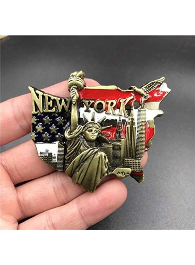 My Souq - 3D Metal USA Map & New York Landmarks Decorative Ornament, Vintage Statue of Liberty Desk Decor for Home and Office - Bronze Multi-Color - Image 2