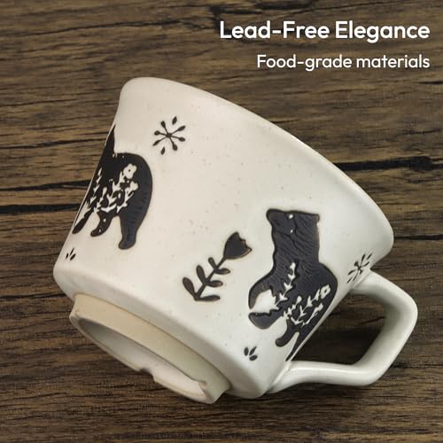 LINVIA Ceramic Coffee Mug, 12 oz Novelty Unique Teacup with Handle, Stoneware Cup for Tea Mocha Latte Cappuccino Espresso (Set of 2, Fox and Bear) - Image 4