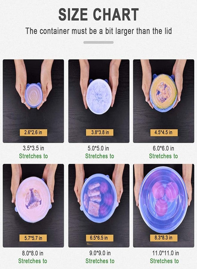 Hotfix Silicone Lids | Meal Prep Lids | Microwave Lids | Flexible Reusable Stretchable Lids | Utensils, Bowls, Dishes, Plates Jars, Cans, Mugs, Food Safety and Freezer Safe (Set of 6) - Image 3