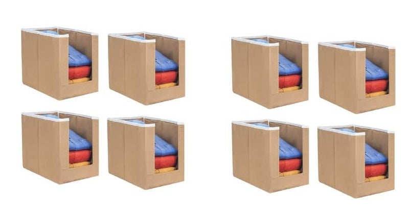 ink craft ink craft Non Woven Shirt Stacker Closet Organizer Shirts And Clothing StackerCloth Storage Foldable WardrobeCloset OrganizerGarment Cover For Wardrobe Organize pack of 8 Beige - Image 1