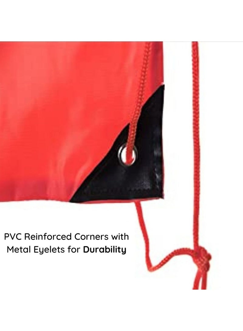 SANTHOME Drastin 210D Polyester Drawstring Bag Lightweight Promotional Tote Adjustable Carry Strings Cinch Sack Gym Sport Traveling String Bag for Men Women - 12 Pack, Red - Image 3