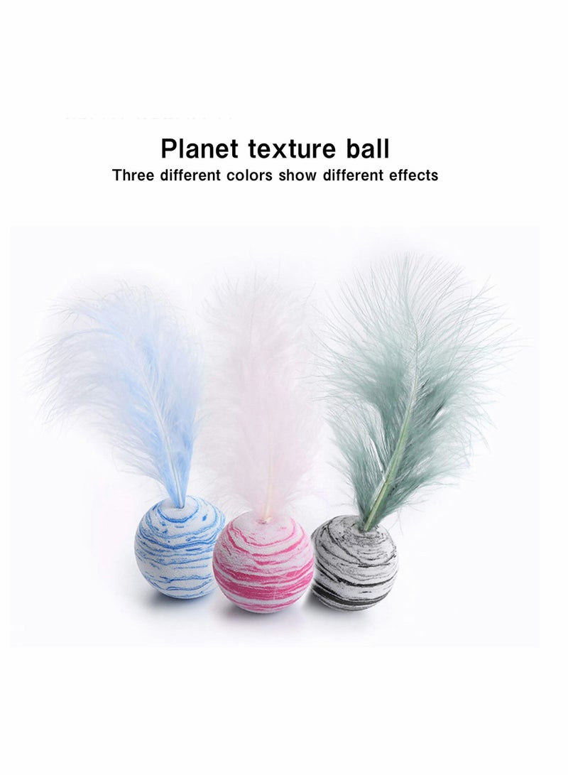 KASTWAVE 3 Pack Cat Toy Play Ball with Feather Teaser Teeth Grinding Chew kitten Scratch - Image 5