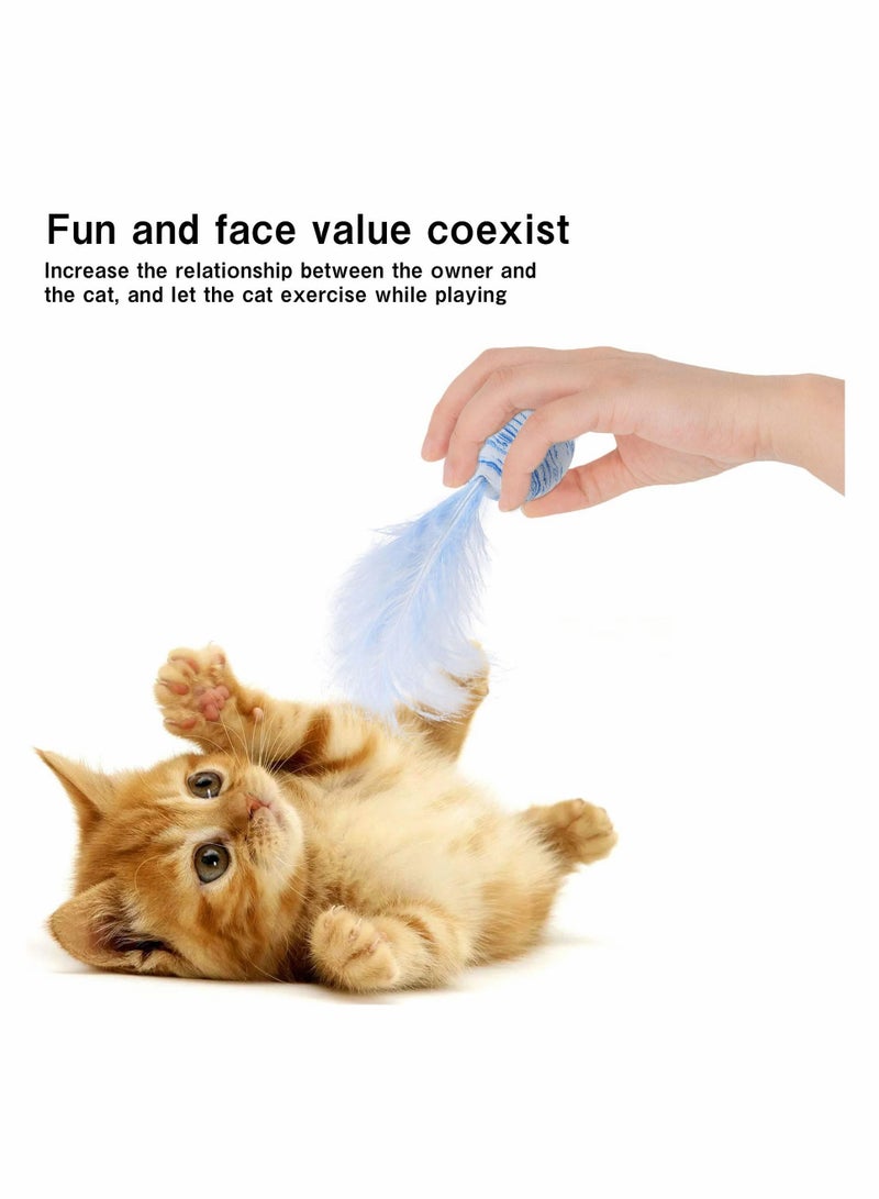 KASTWAVE 3 Pack Cat Toy Play Ball with Feather Teaser Teeth Grinding Chew kitten Scratch - Image 2