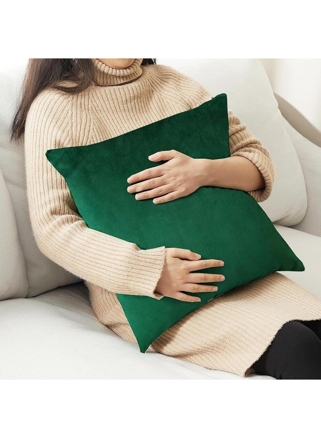 IVAZA IVAZA Velvet Decorative Cushion Cover 16x16 Inch - Set of 5, Soft Solid Square Throw Pillow Covers for Sofa, Living Room or Home Decor - 40x40cm Emerd Green - Image 5