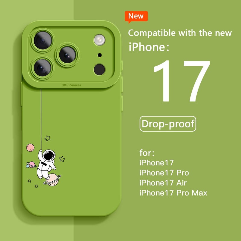 حافظة حماية للهاتف من نوع iPhone 17 Air - لون أخضر فاتح - مادة TPU مقاومة للصدمات والسقوط - تصميم كرتوني لطيف لرائد فضاء - غطاء خلفي ناعم ونحيف - متوافق مع Apple iPhone 17 Air - Image 2
