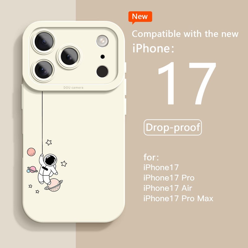 حافظة حماية للهاتف من نوع iPhone 17 Air - لون أخضر فاتح - مادة TPU مقاومة للصدمات والسقوط - تصميم كرتوني لطيف لرائد فضاء - غطاء خلفي ناعم ونحيف - متوافق مع Apple iPhone 17 Air - Image 3