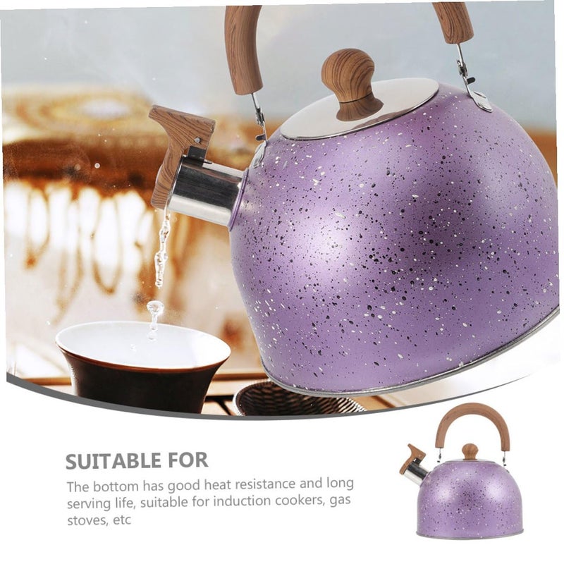 Stainless Steel Whistling Tea Kettle With Wooden Handle And Safety Whistle - Image 4