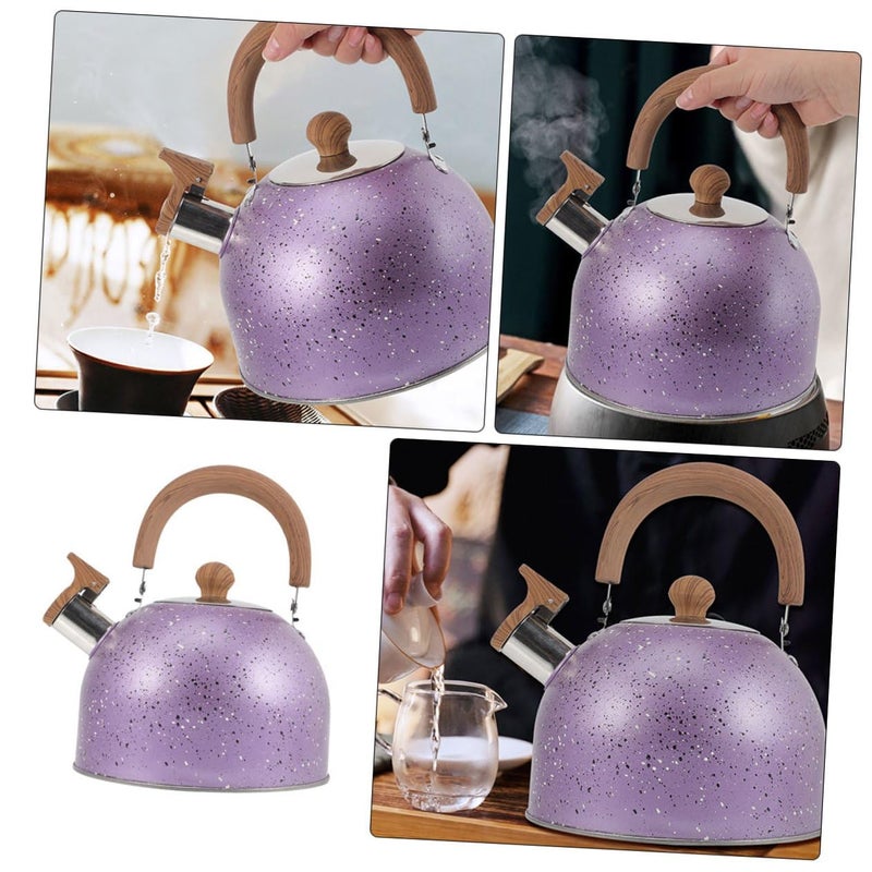 Stainless Steel Whistling Tea Kettle With Wooden Handle And Safety Whistle - Image 5