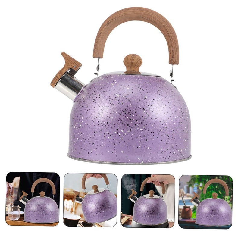 Stainless Steel Whistling Tea Kettle With Wooden Handle And Safety Whistle - Image 3