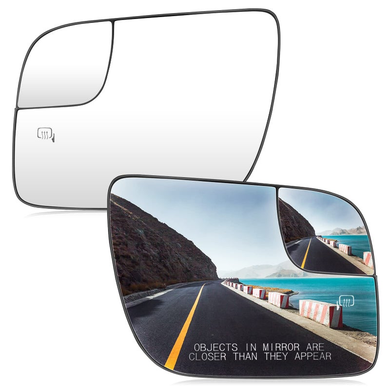 Left Right Side Heated Mirror Glass Fits for Ford for Explorer 2011 2012 2013 2014 2015 2016 2017 with Rear Holder Replacement 1 Pair