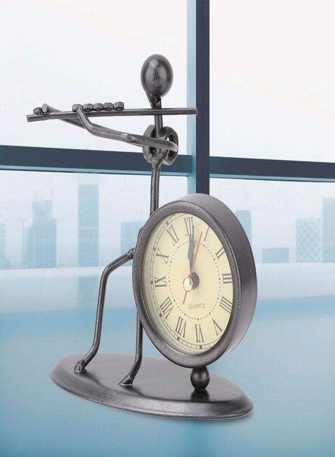 Jamboree!!! Decoration Flute Design Metal Table Clock for Home Office Desk Decoration Vintage Fashioned Handmade Desk Clock Black - Image 4