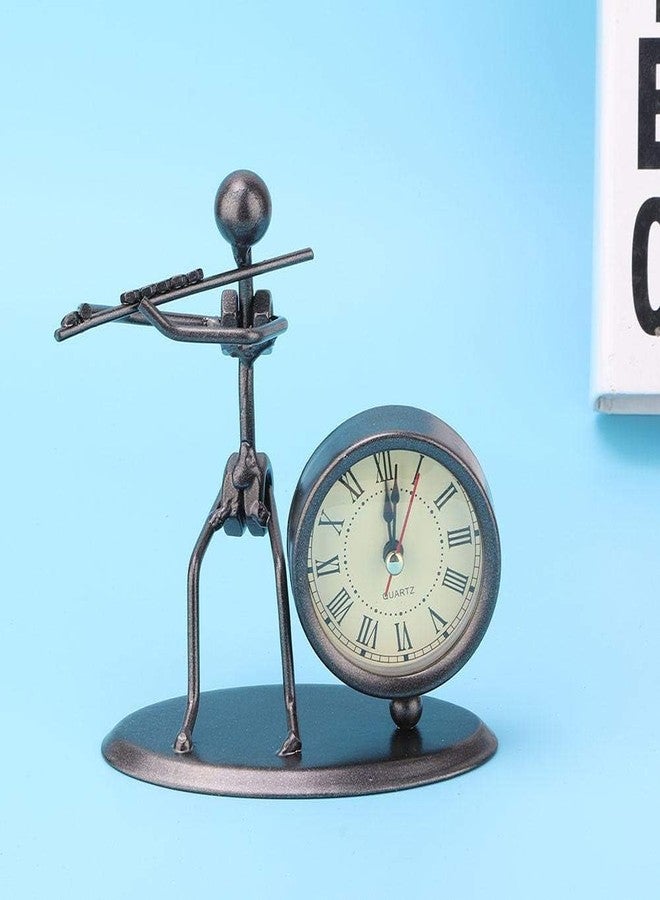 Jamboree!!! Decoration Flute Design Metal Table Clock for Home Office Desk Decoration Vintage Fashioned Handmade Desk Clock Black - Image 3