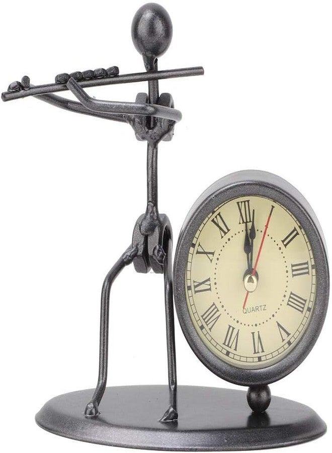 Jamboree!!! Decoration Flute Design Metal Table Clock for Home Office Desk Decoration Vintage Fashioned Handmade Desk Clock Black - Image 1
