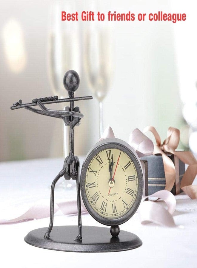 Jamboree!!! Decoration Flute Design Metal Table Clock for Home Office Desk Decoration Vintage Fashioned Handmade Desk Clock Black - Image 2