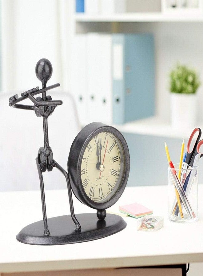 Jamboree!!! Decoration Flute Design Metal Table Clock for Home Office Desk Decoration Vintage Fashioned Handmade Desk Clock Black - Image 5