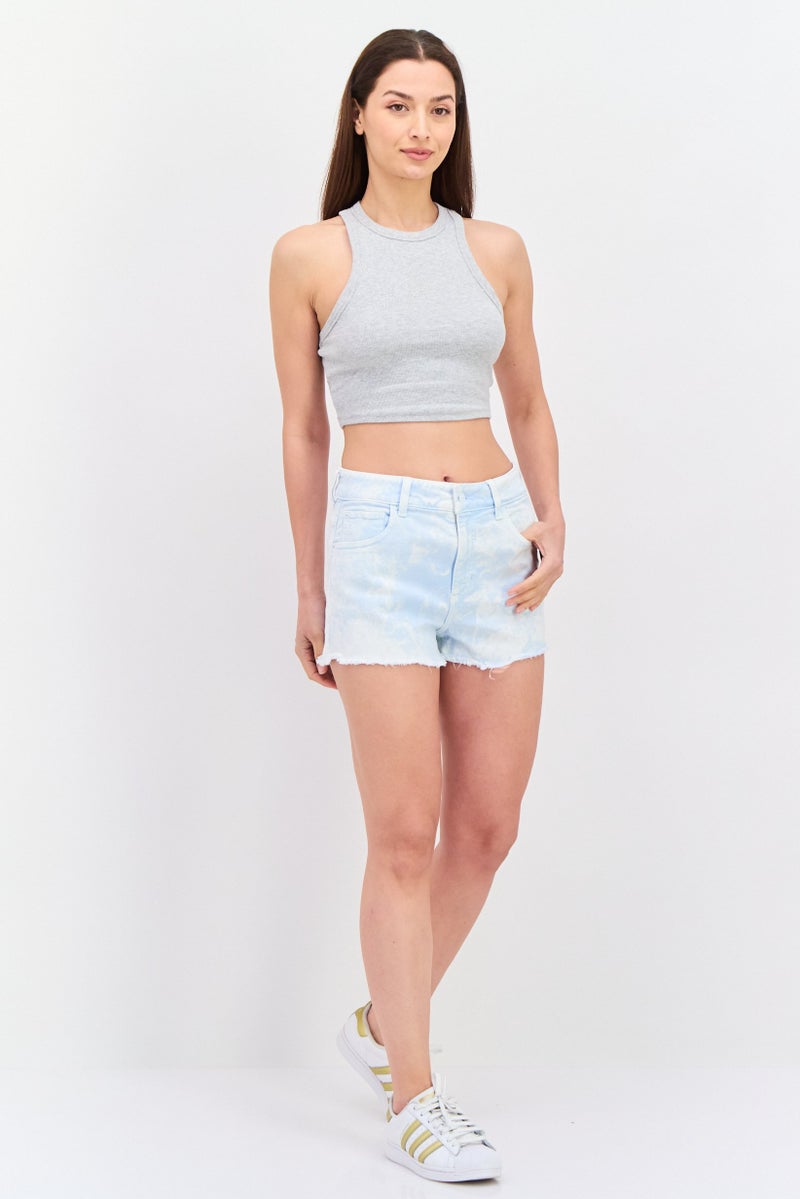 GUESS Women Mom Fit Washed Denim Shorts, Aqua Blue - Image 4