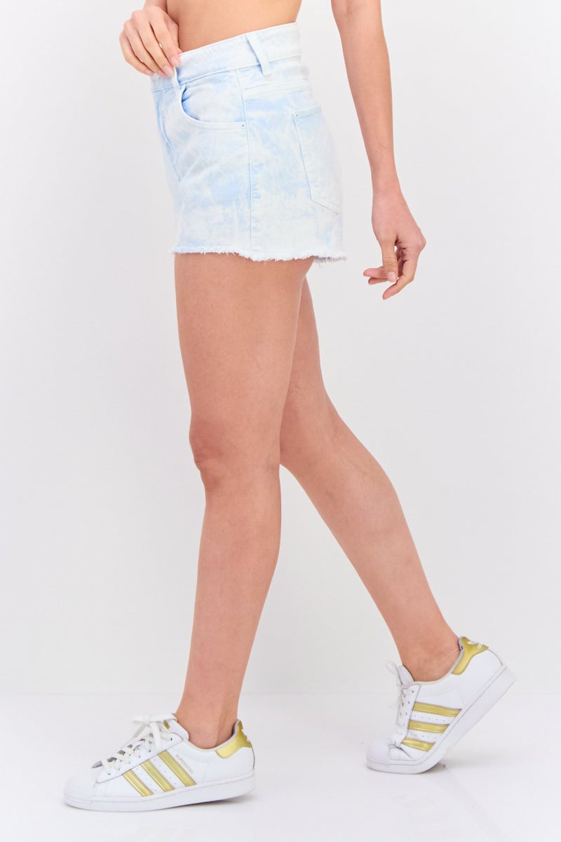 GUESS Women Mom Fit Washed Denim Shorts, Aqua Blue - Image 2