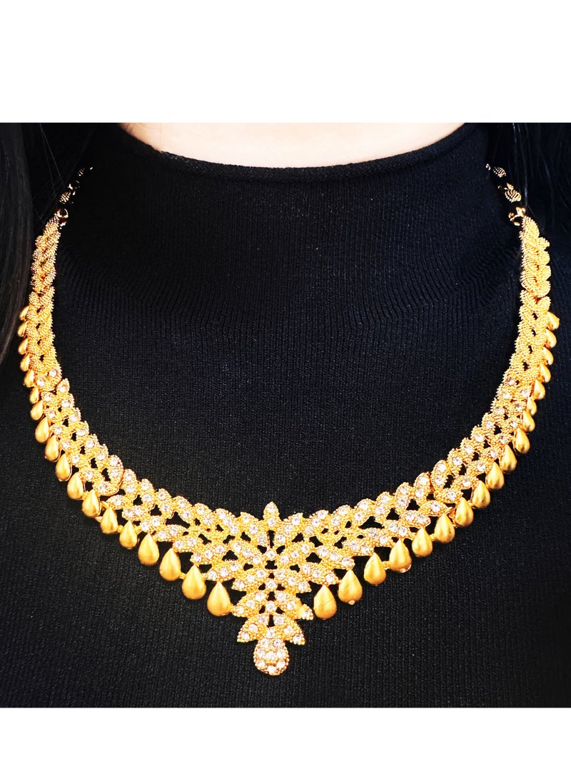 4-Piece 24K Gold Plated Wedding Jewelry Set with Necklace, Bracelet, Earrings and ring - Image 2