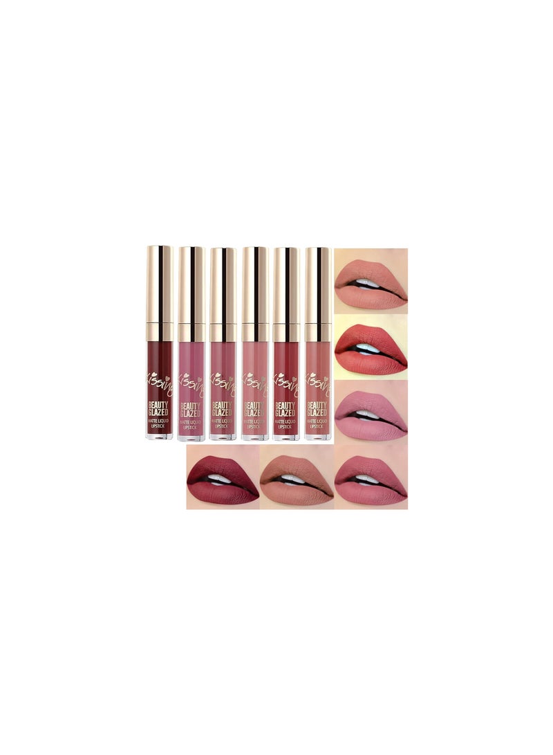 Mn 6-Piece Professional Matte Liquid Lipgloss Set Multicolour - Image 4