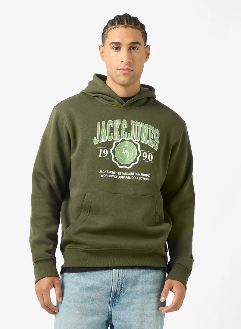 JACK & JONES Logo Regular Fit Pullover Hoodie
