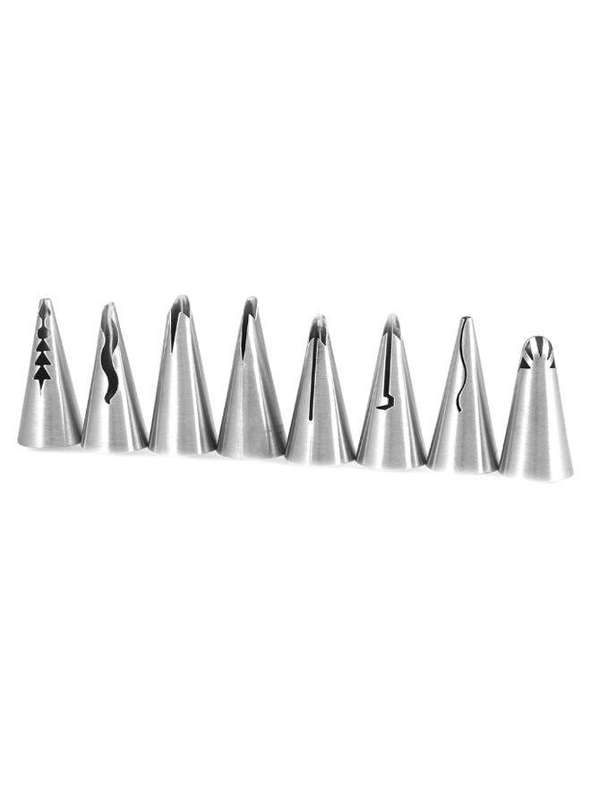 8-Piece Icing Piping Nozzle Set Silver - Image 1