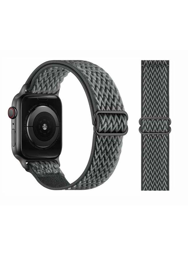 NIBEMINENT Wavy Adjustable Braided Solo Band for Apple Watch Series 6/SE/5/4/3/2/1 44/42mm Grey - Image 2
