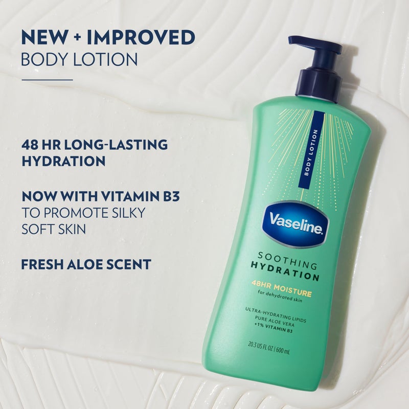 Vaseline Intensive Care Body Lotion Soothing Hydration for Dry Skin with Ultra-Hydrating Lipids + 1% Aloe Vera Extract to Refresh Dehydrated Skin 20.3 oz - Image 5
