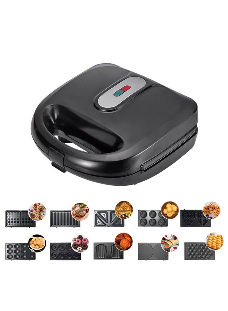 general 110V 10-in-1 Sandwich Maker Replaceable Plate Waffle Maker Donut Machine Cake Breakfast Machine Barbecue Machine British Specification - Image 5